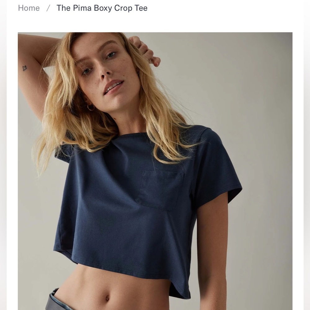 Richer Poorer Pima cotton cropped pocket tshirt
